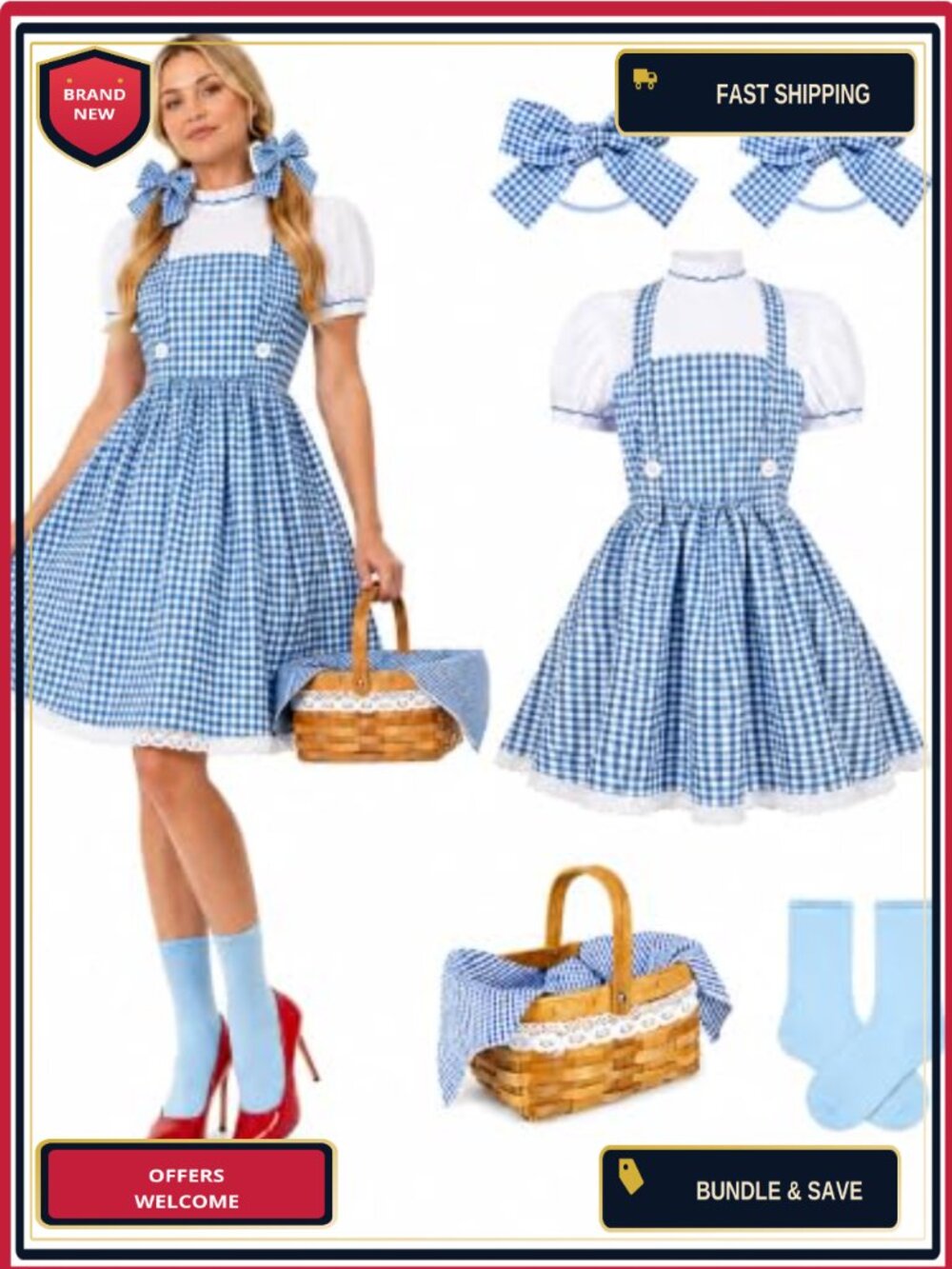 Adult Plaid Costume Dress for Women - Halloween Book Theme Party Outfit